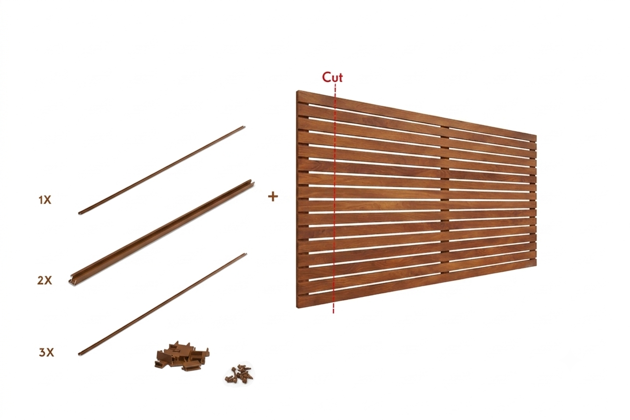 Wood Grain Aluminium Slat Fencing Panel 1800H x 2400W Without Post